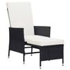 Transat et table basse en résine tressée - Noir - 62 x 131 x 106 cm