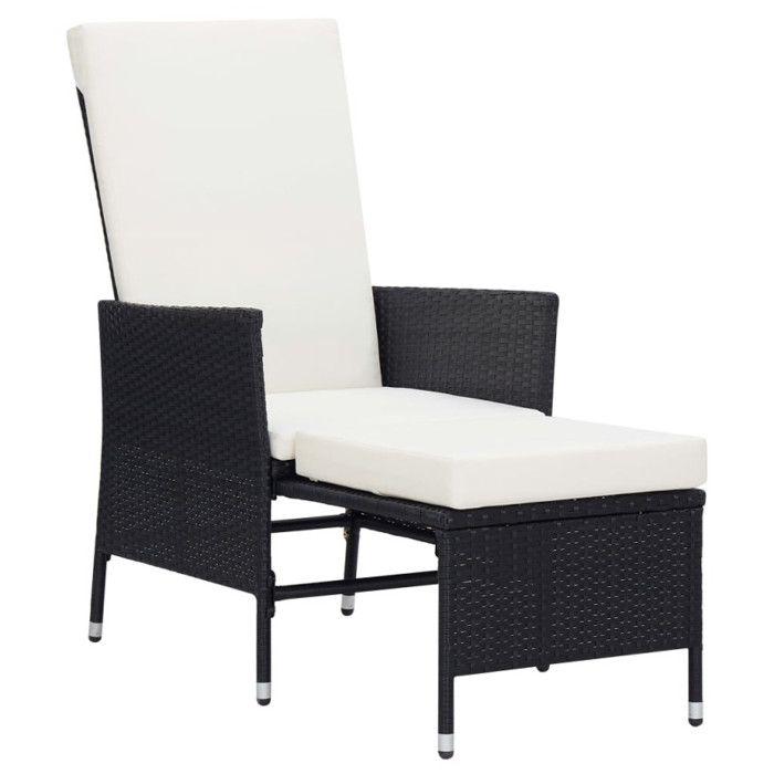 Transat et table basse en résine tressée - Noir - 62 x 131 x 106 cm