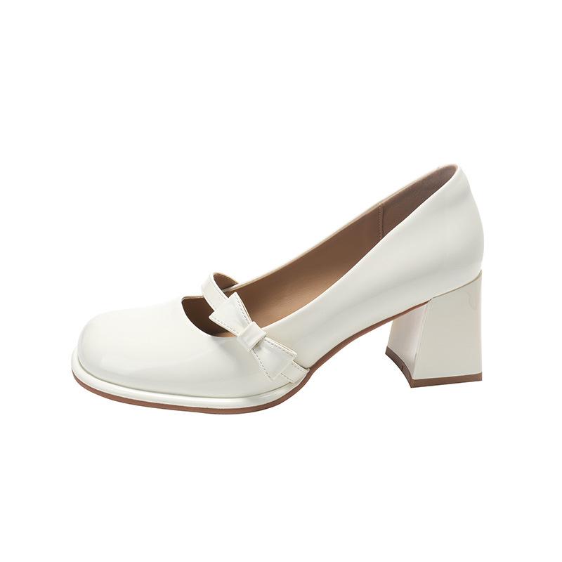 

TEAHOO Mary Jane женские японские туфли JK с милым бантом и ремешком на толстом каблуке 37 белый/кремовый