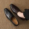 Krazing Pot Cow Skin Fashion Spring Autumn Thick High Heels Women Round Toe Office Lady Retro Fashion Pumps