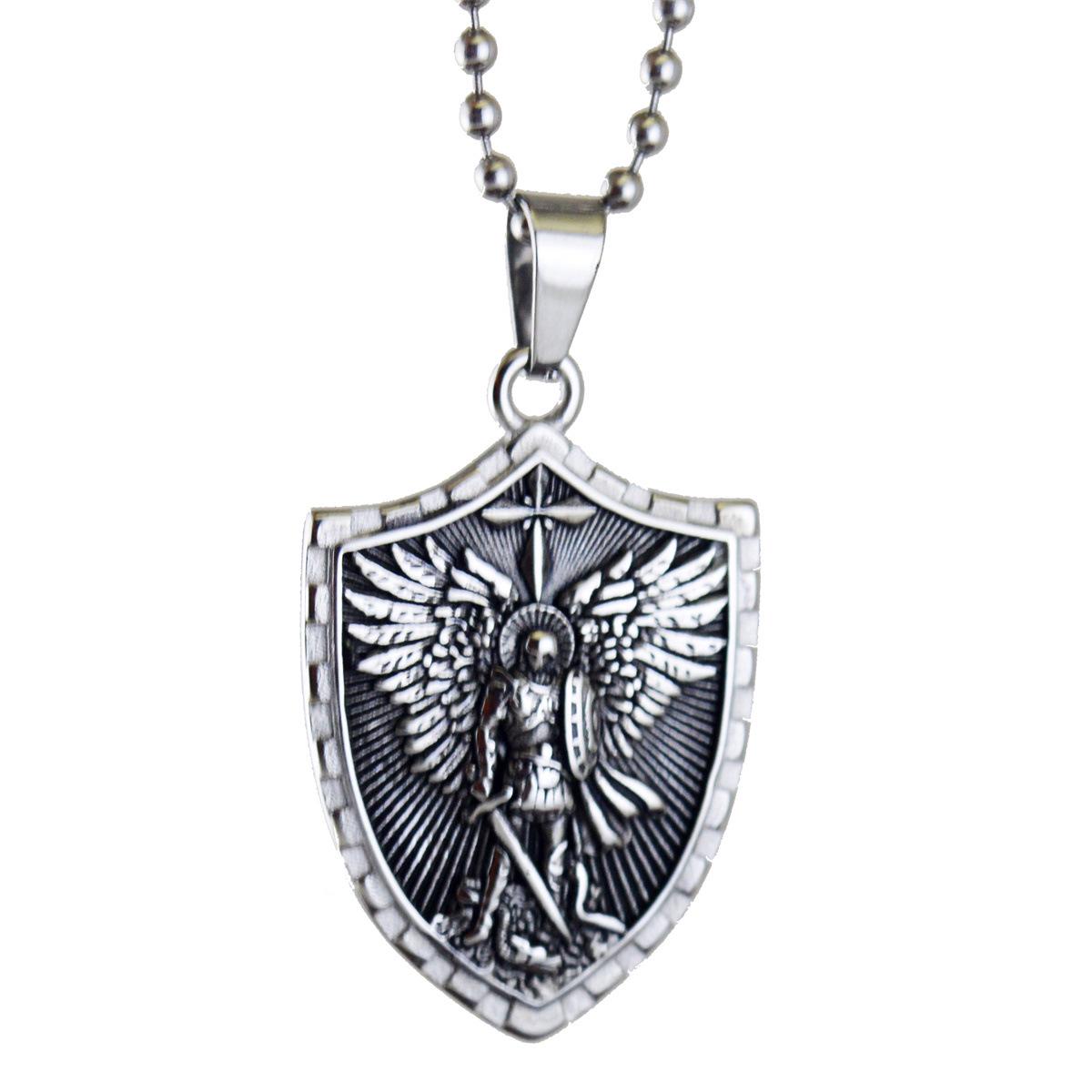 

Retro God of War Angel Cross Shield Pendant Necklace in Titanium Steel