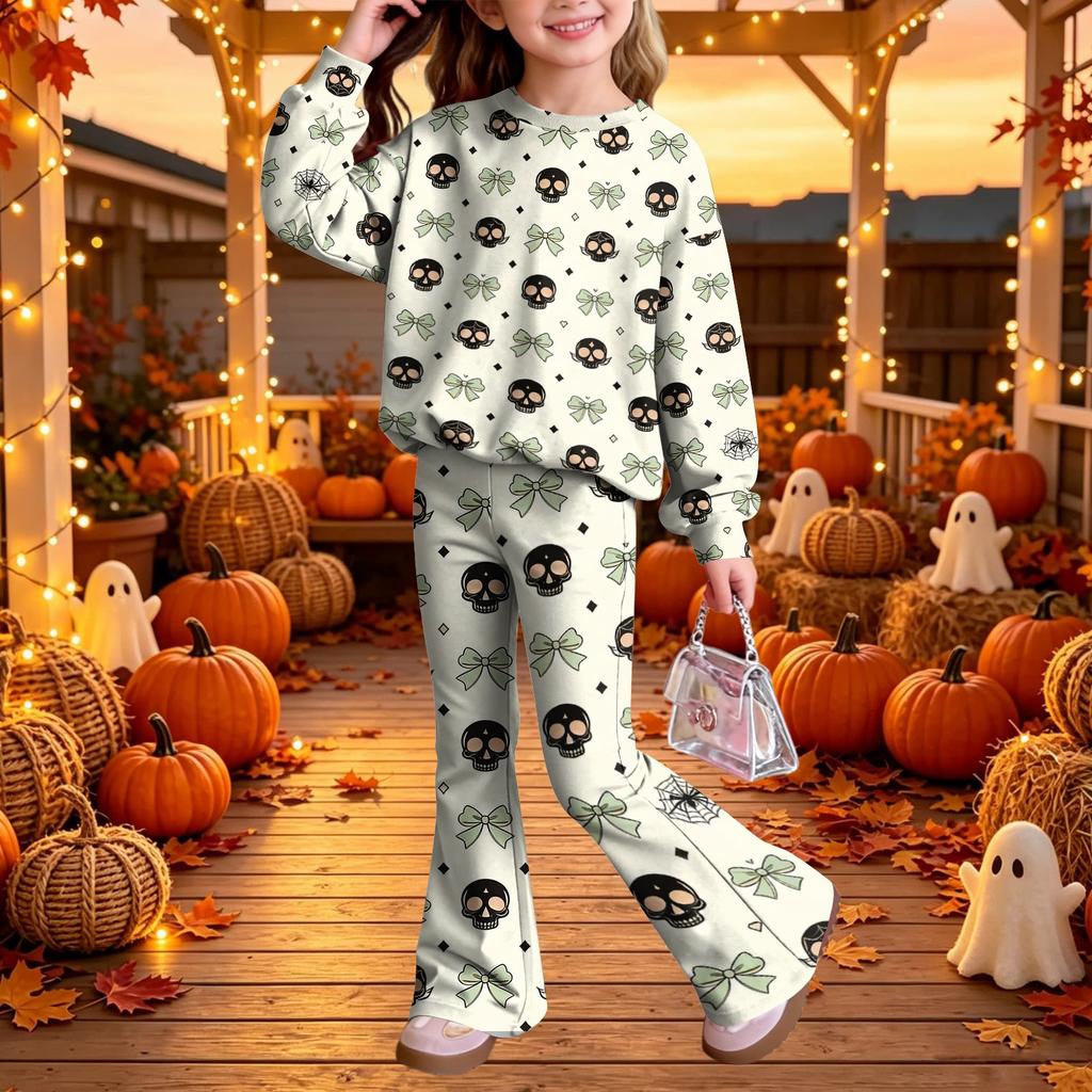Kids Casual Long Sleeve Top and Pants 2-Piece Outfit Set for Boys Girls Everyday Wear
