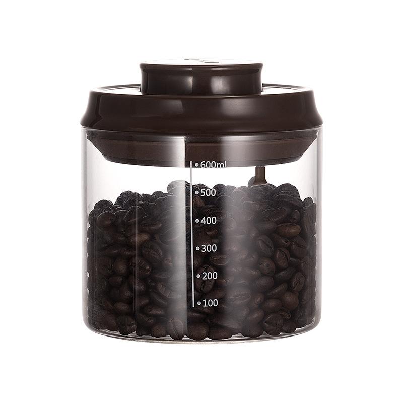 Glass Airtight Canister Kitchen Storage Bottles Jar Sealed Container Tea Coffee Beans Grains Candy Jar With Exhaust Coffee Lover