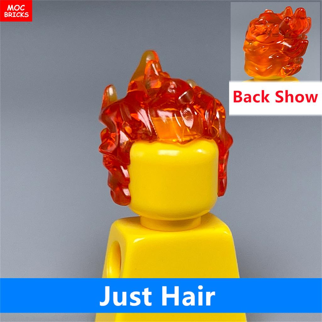 MOC Bricks 4cm Figure Body Wear Male Boy Fire Brown Hairs Assembled Building Blocks Educatinal Plastic Toys