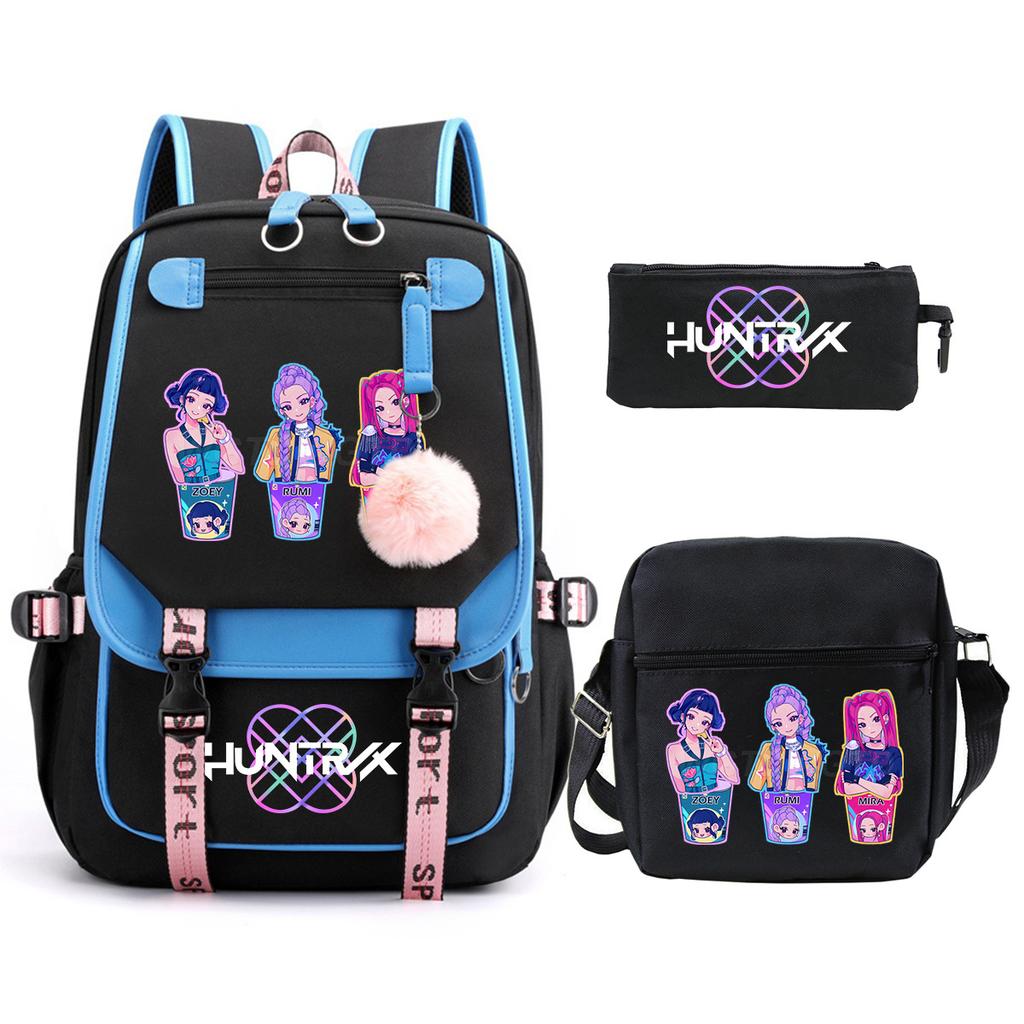 Animation Cartoon Peripheral Primary And Secondary School Students Schoolbag Multi-Functional Large-Capacity Leisure Backpack Three-Piece Set