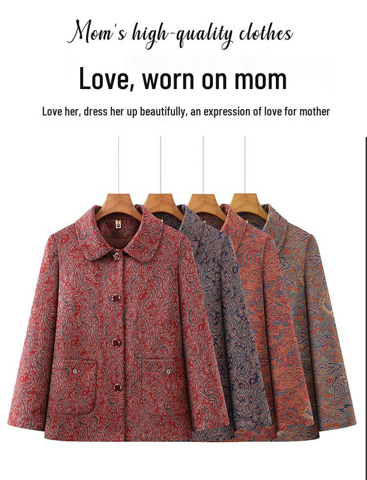 2026 Stylish Spring/Autumn Lapel Jacket for Middle-Aged and Elderly Women