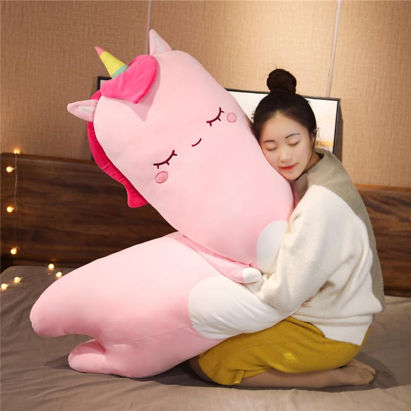 Cute Soft Long Unicorn Pillow Dinosaur Plush Toys Stuffed Office Nap Sleep Pillow Cushion Gift Doll for Kids Girls