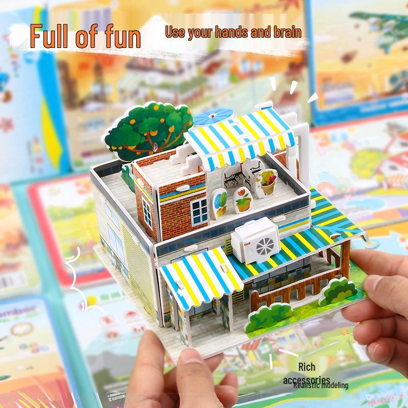 3D Stereo DIY Paper Puzzle - Handmade Small House Toy for Children Aged 3-6.