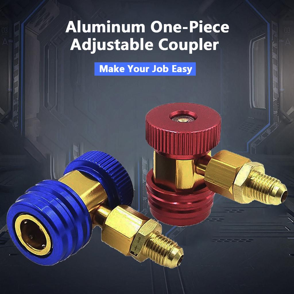 R134A Adjustale Qucik Coupler Adapter 1/4 Inch Male Brass connector for Car Air Conditioning Refrigerant HVAC Freon