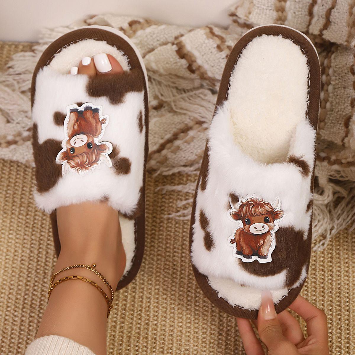 Домашние тапочки, удобные и теплые мягкие плюшевые туфли с открытым носком, однотонные домашние тапочки 42-43 коричневый