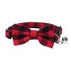 New British Checkered Bow Collar Pet Bell Collars Stick Cloth Cats Buckle Style Cat Dog Collars