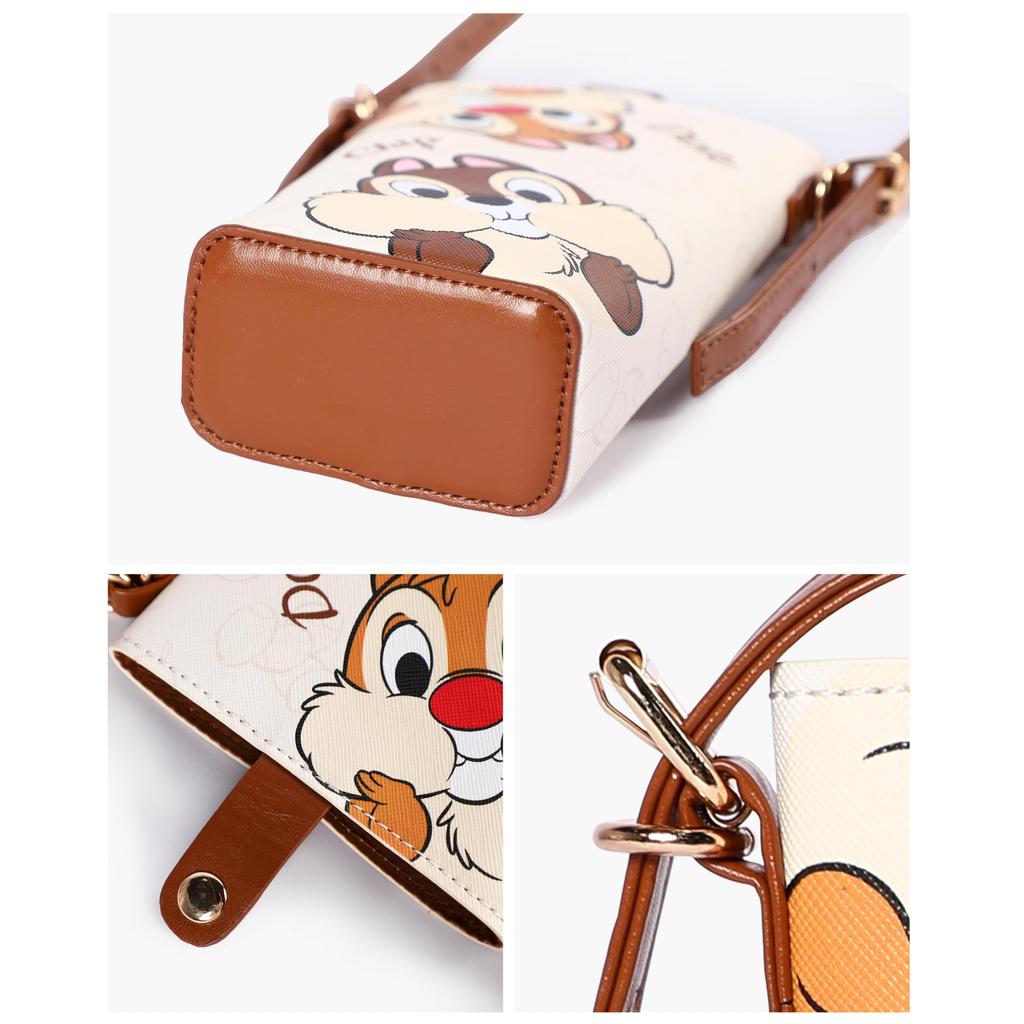 Notre Disney Officially Licensed Kids' Pouch, Fashion Shoulder Bag, Crossbody Bag, PVC Neck Pouch with Belt (Chip 'n Dale-B)