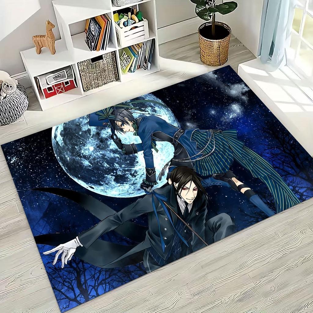 Anime Black Butler Sebastian Ciel Cartoon Cartoon Rug for Bedroom Living Room Sofa Home Doormat Decor,Kids Non-slip Floor Mat