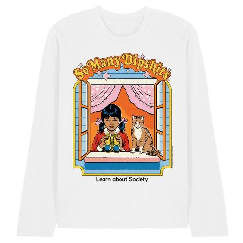 Steven Rhodes Unisex Adult So Many Dipshits Long-Sleeved T-Shirt