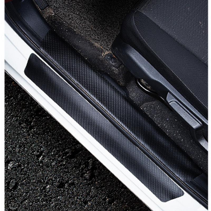 5pcs/4pcs set Carbon Fibre Threshold Protection Strip Universal Anti-scratch and Anti-collision Door Decorative Strip Sticker
