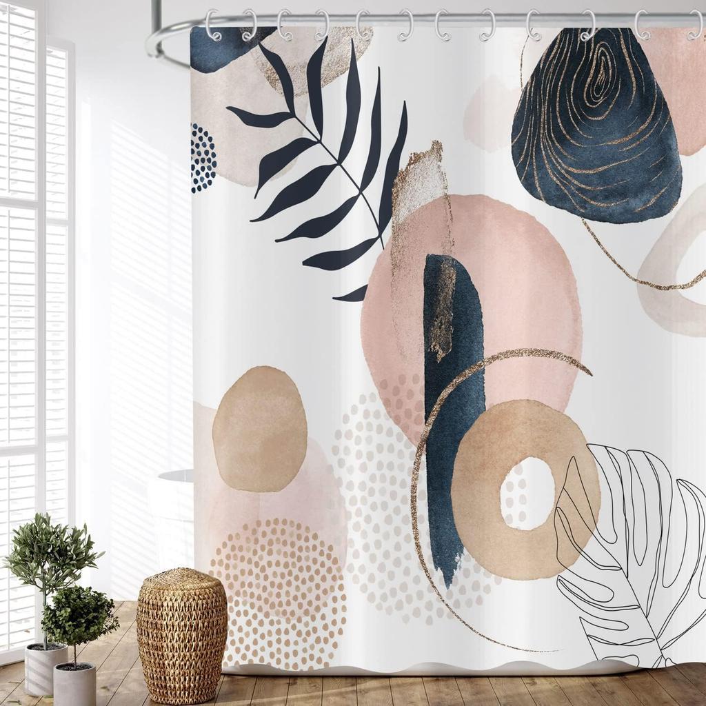 Bohemian Style Abstract Modern Floral Rose Face Shower Curtain 180X 180Cm Waterproof Shower Curtain With 12 Hooks