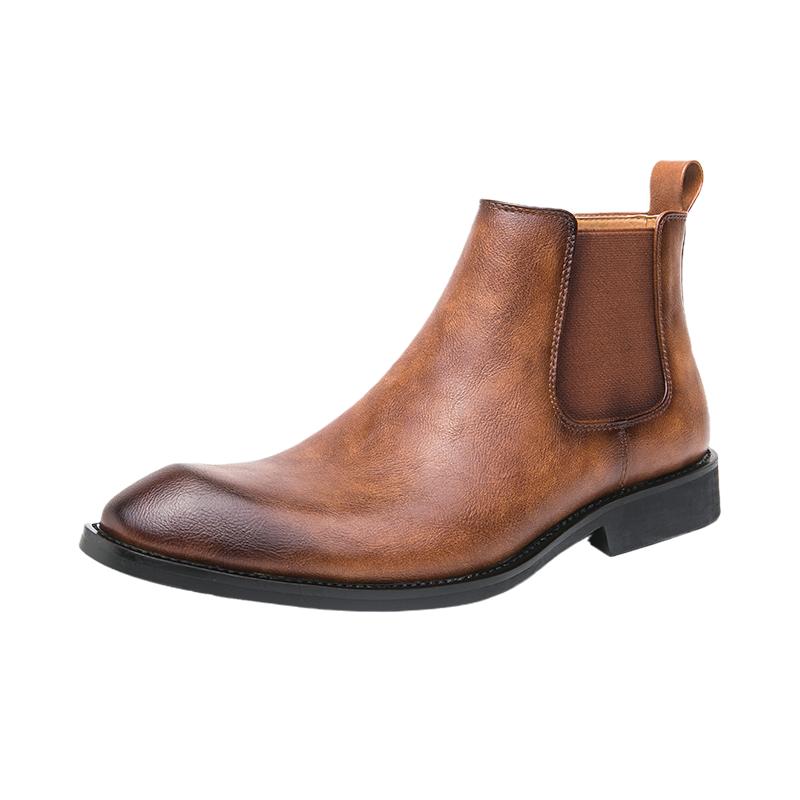 Móda Retro Móda Pánské Hnědé Boty Špičaté Kožené Chelsea Boty Pánské Vysoké Elegantní Boty pro Pány Obuv Zapatos De Vestir Hombre