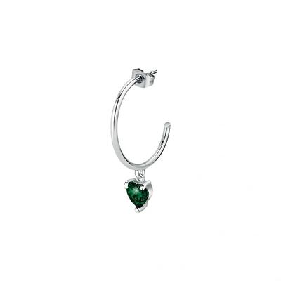 Single Steel Earrings With Green Crystal LPS02AQM27 For Women