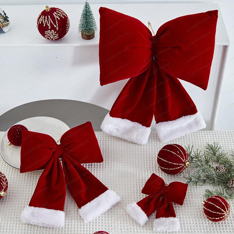 Household bow large pendant photo atmosphere props atmosphere manufacturing flocking bow Christmas tree decoration