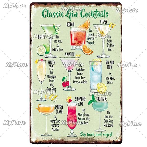 Cocktail Shots6 Metal Sign Vintage Plaque Beer Tin Sign Plate Wall Decor For Bar Pub Man Cave Bloody Poster Custom