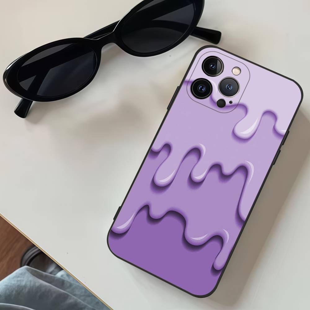 Purple Liquid Dripping Square Matte Silicone Case For Iphone17 Air 16 15 14 13 12 11 Pro Max Plus Matte Basic Cover Case