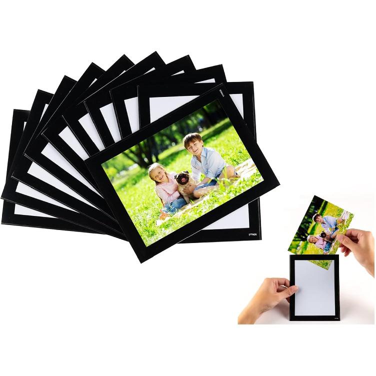 Magnetic Picture Frames with Black Border(4"X6",10 Pack),Magnet Photo Frame Pockets/Postcard Holder,Decorations for
