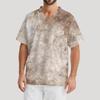 Men's Printing Short Sleeve V-neck Working Blouse Chest Pocket Carer Top