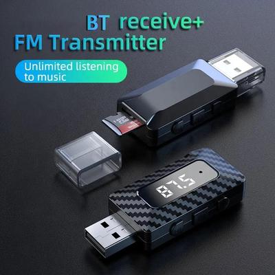 Adaptateur Voiture Bluetooth Sans Fil - Transmetteur FM - Transmetteur Récepteur - Entrée Sortie Audio Stéréo - Connectivité Bluetooth