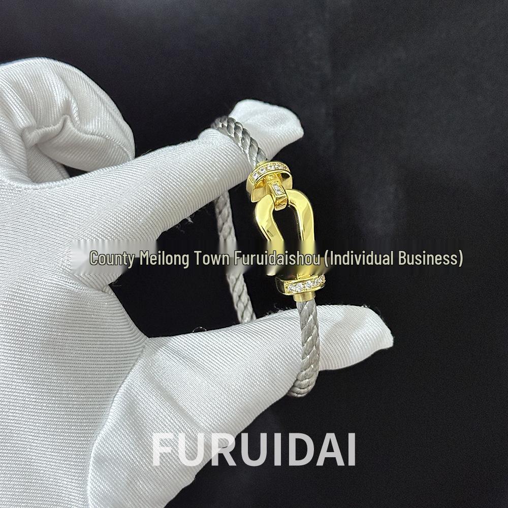 Fei Family Diamond Horseshoe Bracelet: Zodiac-Themed DIY Steel Wire for Couples