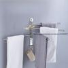 Bathroom Rotating Towel Bar Folding Movable Towel Rack No Punching 304 Stainless Steel Bathroom Rack Four Bars