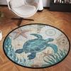 Blue Ocean Turtle Round Mat Living Room Bedroom Kitchen Balcony Rugs Home Carpet Home Gifts Circular Retro Carpets Decoration