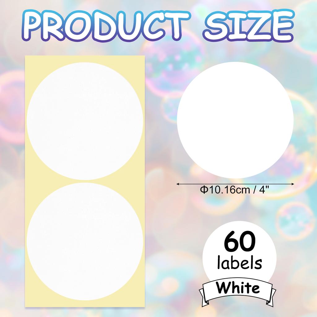 30/60Sheet Colored Dot Stickers Labels 4Inch Circle Price Sticker Self Adhesive Circle Tags Coding Labels for Organizing Sealing
