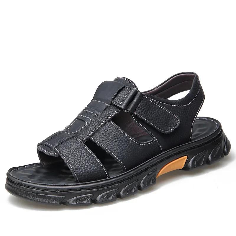 Patent Leather Men's Summer Shoes Man Fashion Casual Comfortable Black Flip-flops Sandals Male Adult Sneakers New Men Slippers