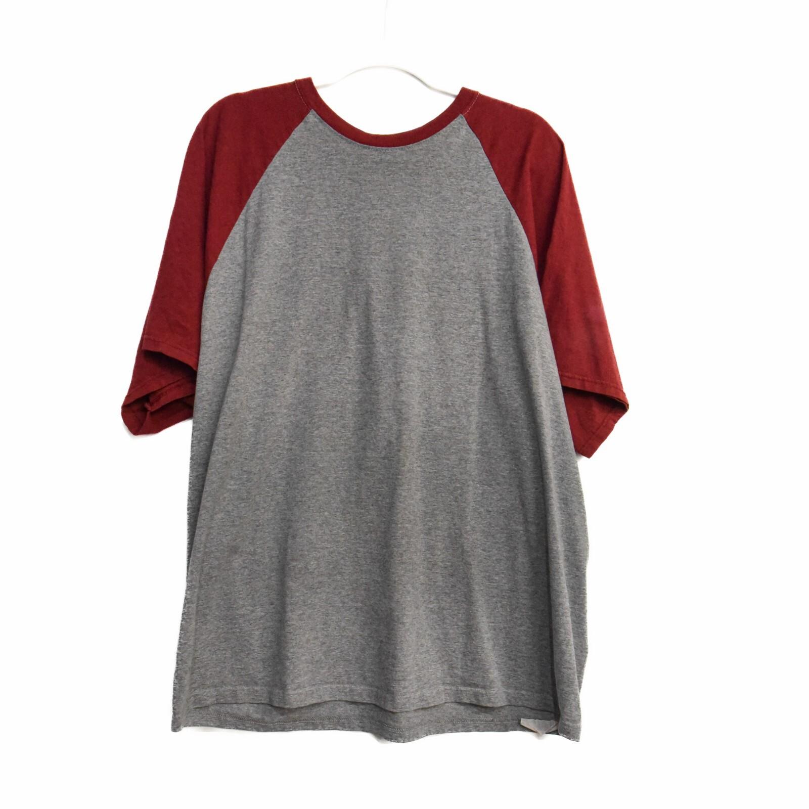 Russell Athletic Mens Gray Red Polycotton T-Shirt Colorblock Short Sleeve 2XL XXXL
