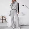Streetwear Casual Set Women Autumn New High-End Design Sweatshirt Wide Leg Pants Two Piece Outfit