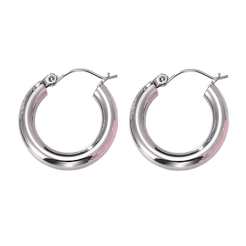 Classic Circle Earrings Niche Versatile Simple Earrings Titanium Steel Non-fading Jewelry Women