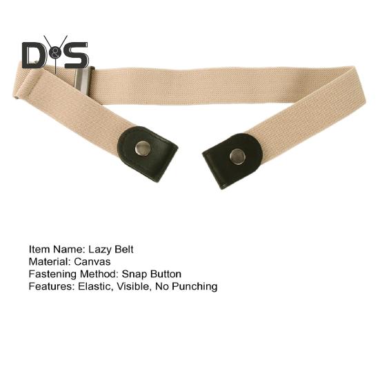 Canvas Lazy Belt Elastic Rubber Band Visible Snap Button Adjustable Slide Buckle Waistband Jeans Pants Accessories