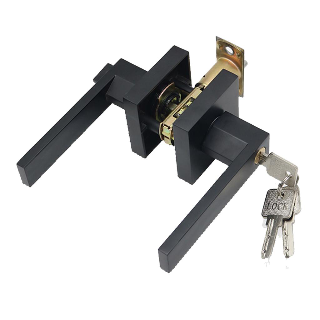 Contemporary Square/Round Privacy Lever Door Handle Easy to Open Locking Lever for Bedroom or Bathroom Heavy Duty