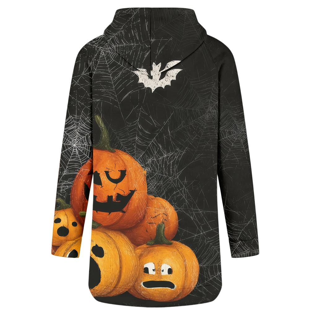 Women's Casual Long Sleeve Halloween Print Pullover Hoodie Sweatshirt