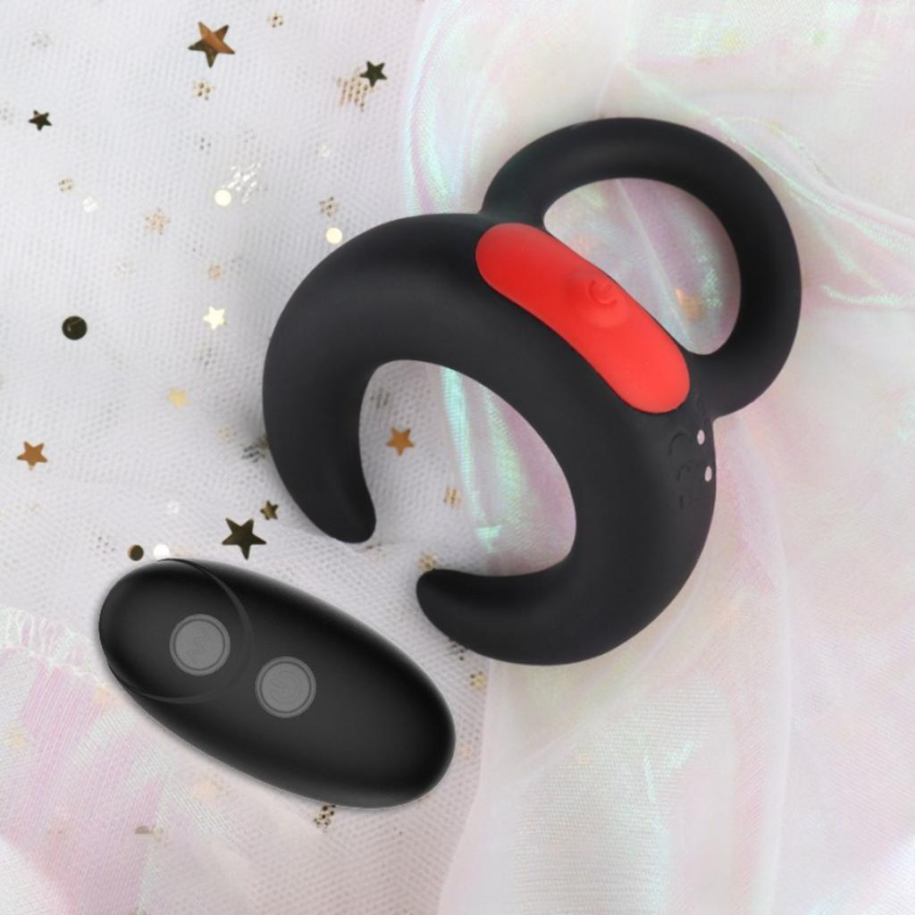 Male Penis Ring Vibrator Testicle Scrotum Massager Delay Ejaculation Vibrating Cock Ring Delay Ejaculation Adult Sex Toy for Men