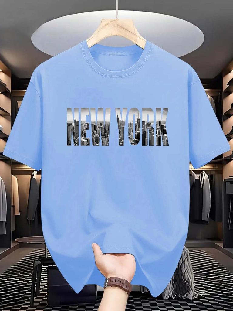 Unisexunisex New York City Graphic Tshirt Casual Crew Neck Short Sleeve Streetwear Top