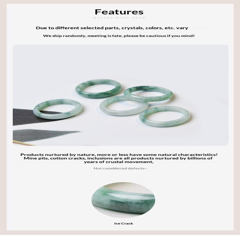 1 Pcs A Grade Jadeite Ring For Men And Women White Ice Type Finger Ring Simple Style Unisex Ring