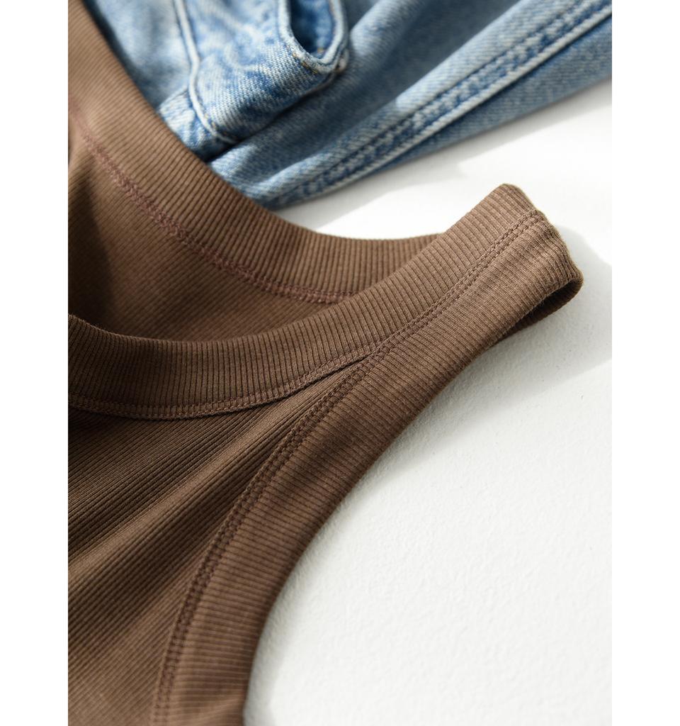 Women's Cover Side Breasts Anti-glare Inner Wear Outside Button Cotton Tank Top