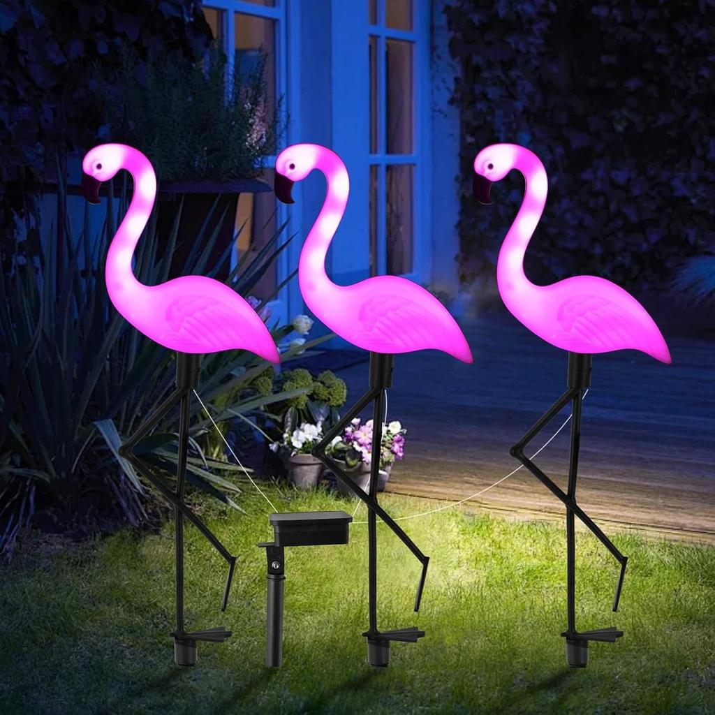 Solar Flamingo Garden Lights, Outdoor Solar Landscape Lights, Pathway Lights, Lawn Decorations, Yard Decor