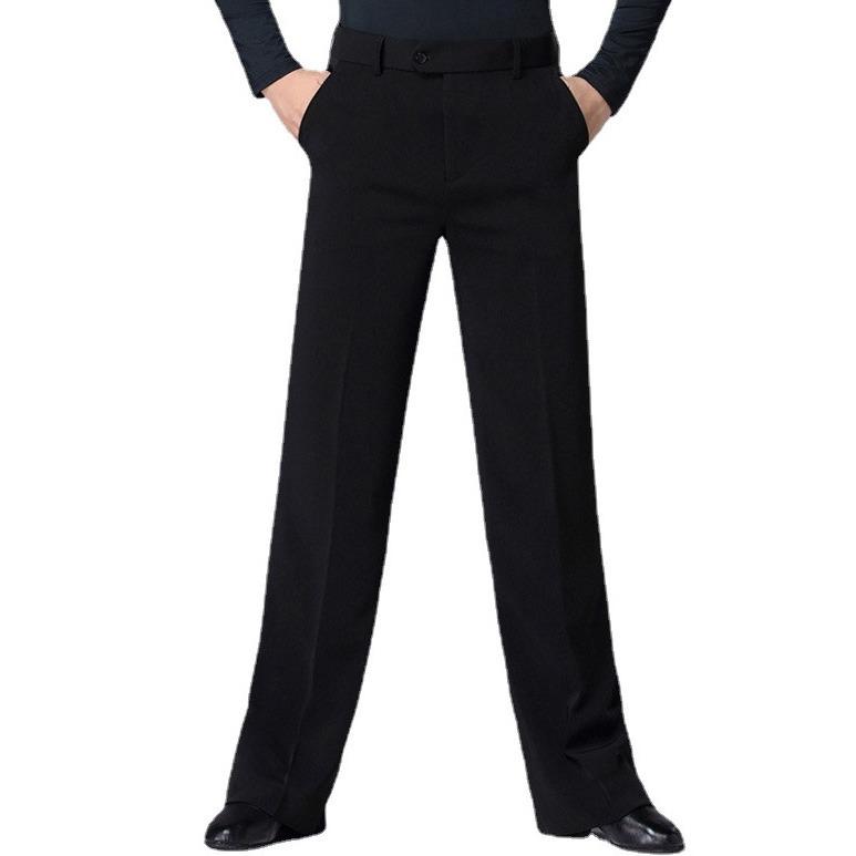 Auf Lager: Moderne Rumba Ballsaal Gabardine Tanzhose - Latein Weites Bein Gerade Hose für die Praxis