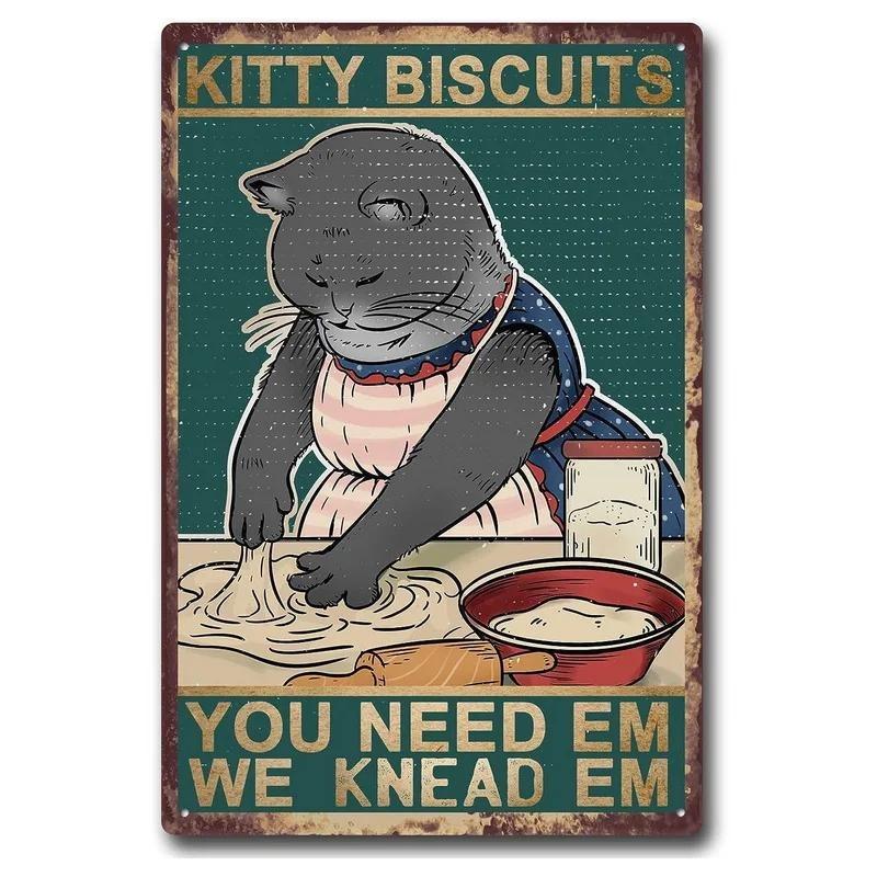Funny Cat Retro Poster, Aluminum Metal Wall Decor 20x30cm