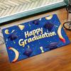 1pc Graduation Celebration Doormat - 0.47inch Thick Flannel Non-Slip Machine Washable Floor Mat with Blue Happy Graduation Desig