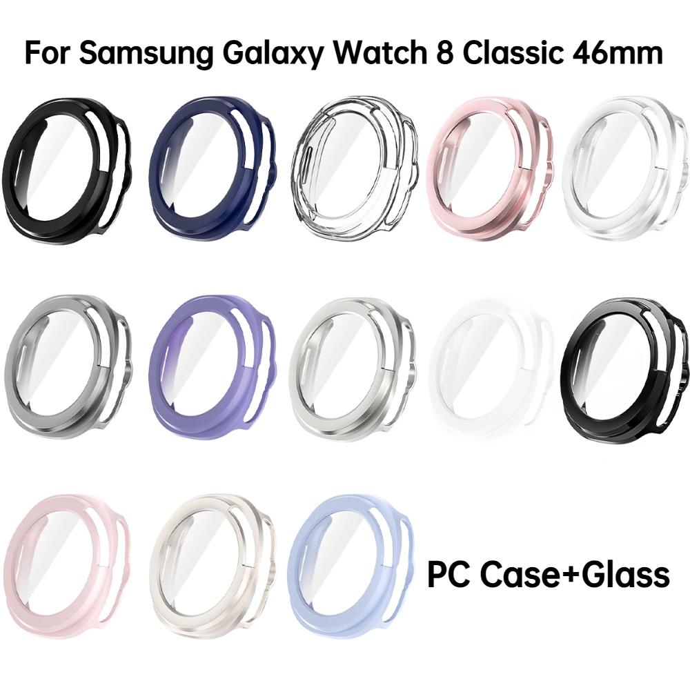 Glass+Case For Samsung Galaxy Watch 8 Classic Screen Protector Slim Shockproof Cover for Samsung Watch 8 46mm Tempered Bumper Case