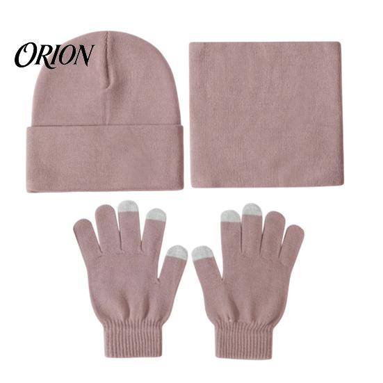 Thermal Cold Weather Accessories Winter Warm Three-piece Set, Knitted Hat, Scarf And Touch Screen Head Neck Hand Protection Gloves Essentials,