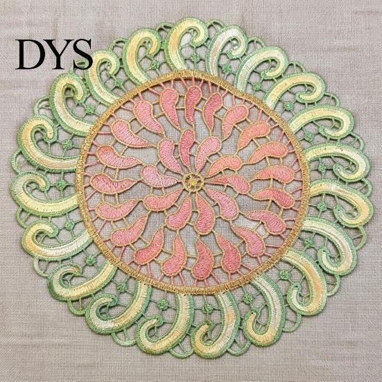 Durable Decorative Lace Doilies Round Colorful Doily, 11.42" Floral Placemat, Heat Retro Style Table Mat Resistant Mat, for Teapot, Coffee Cup